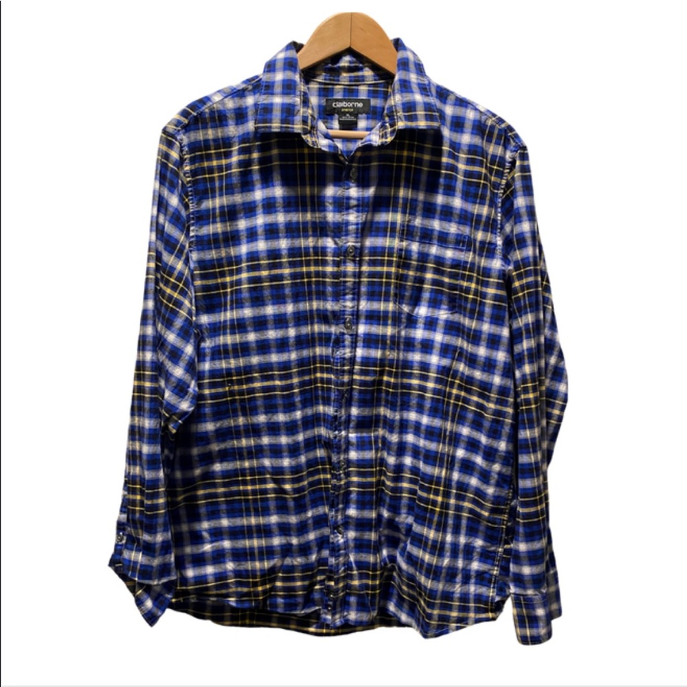 Claiborne Stretch Button Up Blue Size XL